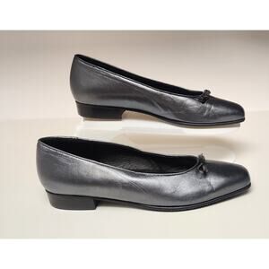 RENZO FONTANELLI Women's Gray Leather Ballet Flat Shoes Size 8B